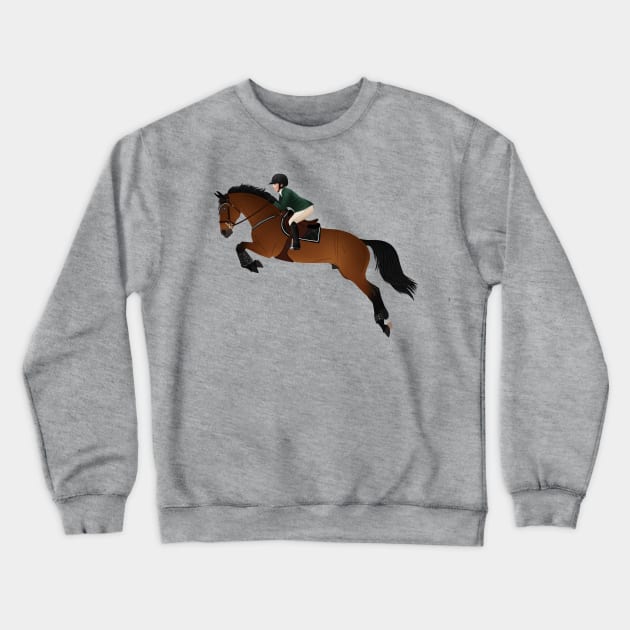 Bay Show Jumper - Equine Rampaige Crewneck Sweatshirt by Equine Rampaige